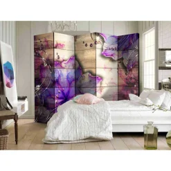 Leinwand Paravent mit Blüten in Violett - Olmedo