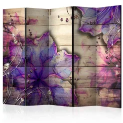 Leinwand Paravent mit Blüten in Violett - Olmedo