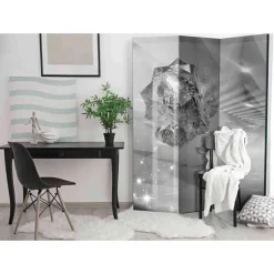 Leinwand Paravent mit Motiv in Graustufen - Janton