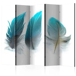 Leinwand Raumtrenner Blaue Vogelfedern - Carrion