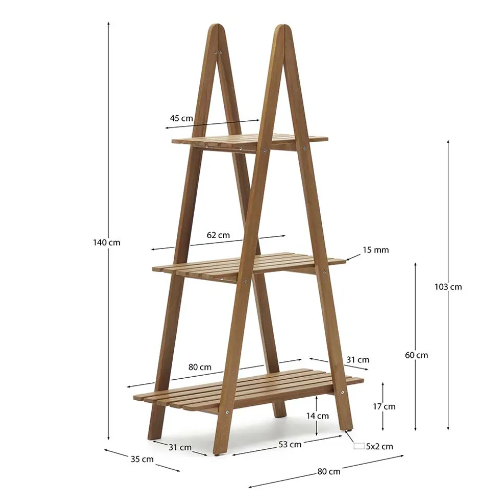 Leiterregal aus Akazie Massivholz - Oledra