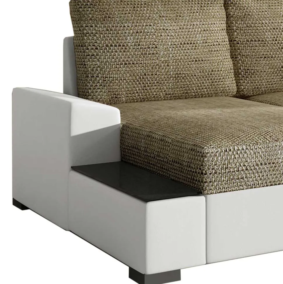 L-Form Bettsofa in Beige und Weiß - Scarlino