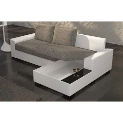 L-Form Bettsofa in Beige und Weiß - Scarlino