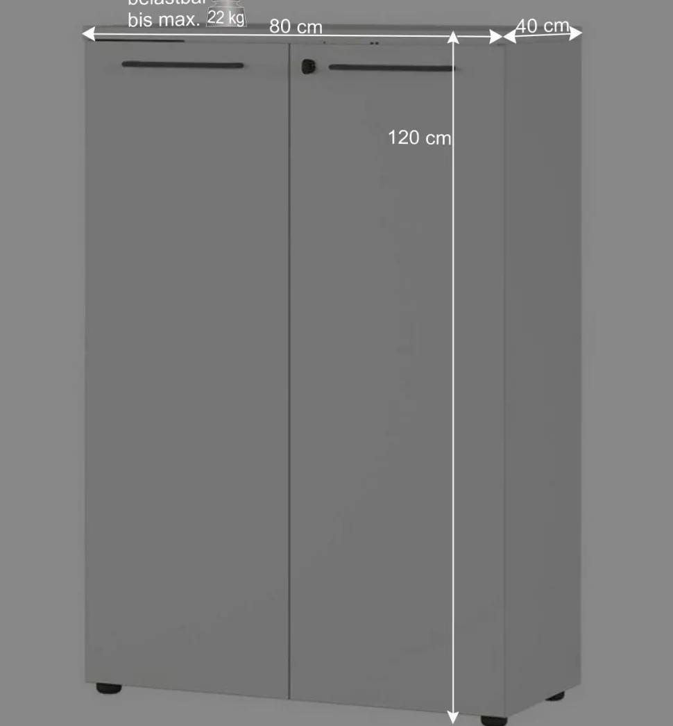 Lichtgrauer Aktenschrank 80x120x40 abschließbar - Ofledio