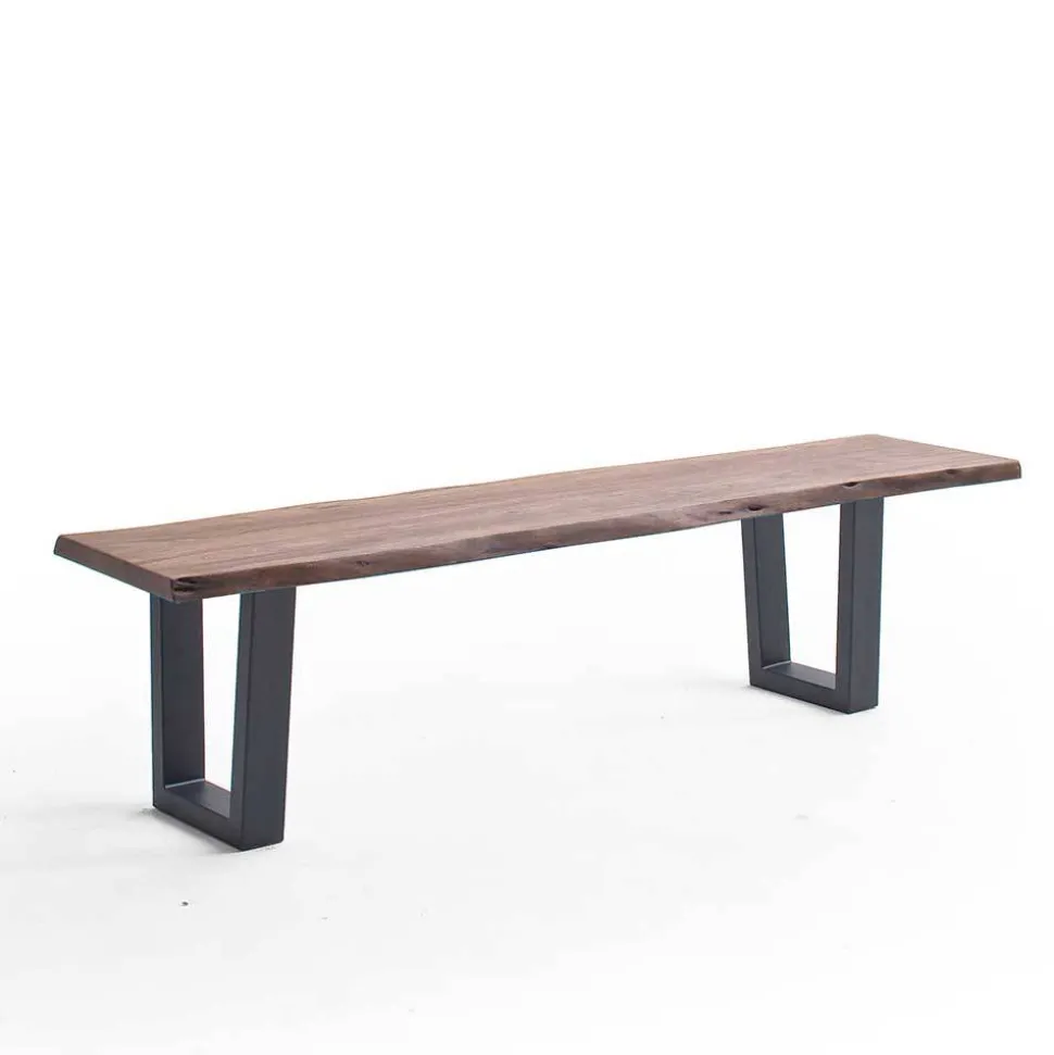 Live Edge Esszimmerbank mit Trapezbeinen - Malinsia