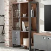 Loft Design Highboard im Eiche dunkel Dekor und Schwarz - Rompira