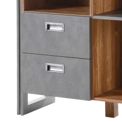 Loft Design Highboard im Eiche dunkel Dekor und Schwarz - Rompira