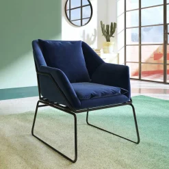 Loft Designsessel in Blau Samt - Circlefun