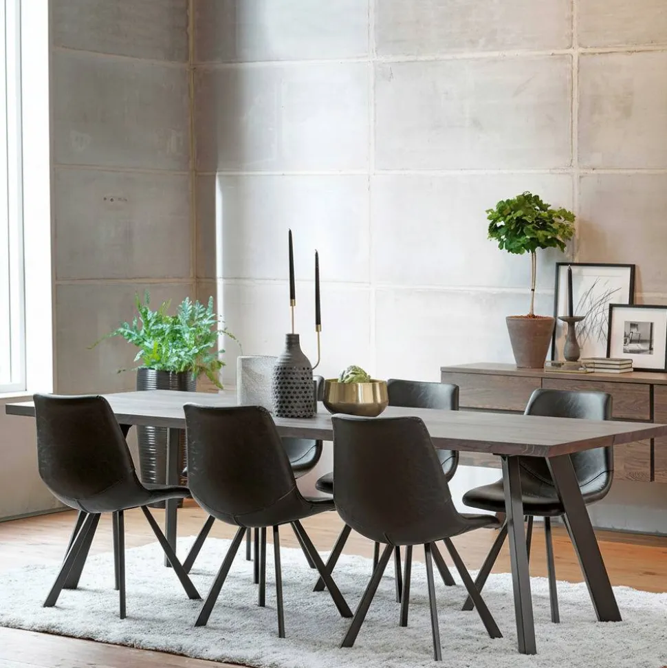 Loft Sitzgruppe für 6 Personen Namac mit Tisch in Eiche Rauchfarben (siebenteilig)