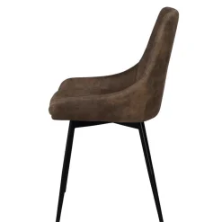 Loft Tisch Eiche White Wash & 6 Stühle Pulva in Braun Microfaser (siebenteilig)