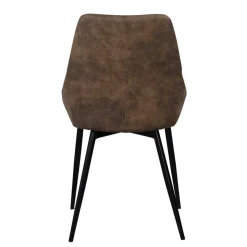 Loft Tisch Eiche White Wash & 6 Stühle Pulva in Braun Microfaser (siebenteilig)