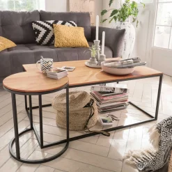 Loft Wohnzimmertisch mit Beistelltisch - Larros (zweiteilig)