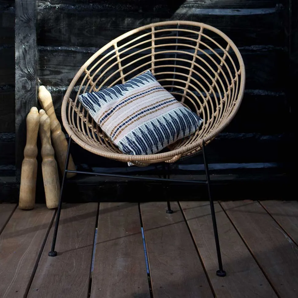 Lounge Stuhl aus Geflecht in Beige - Padiona