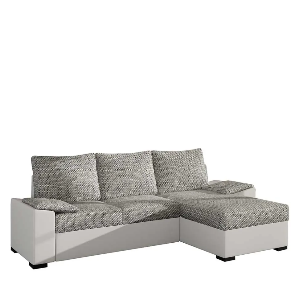 L-Schlafsofa in Beigegrau und Weiß - Mallorca