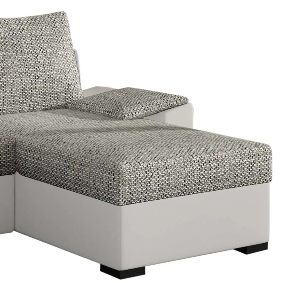 L-Schlafsofa in Beigegrau und Weiß - Mallorca