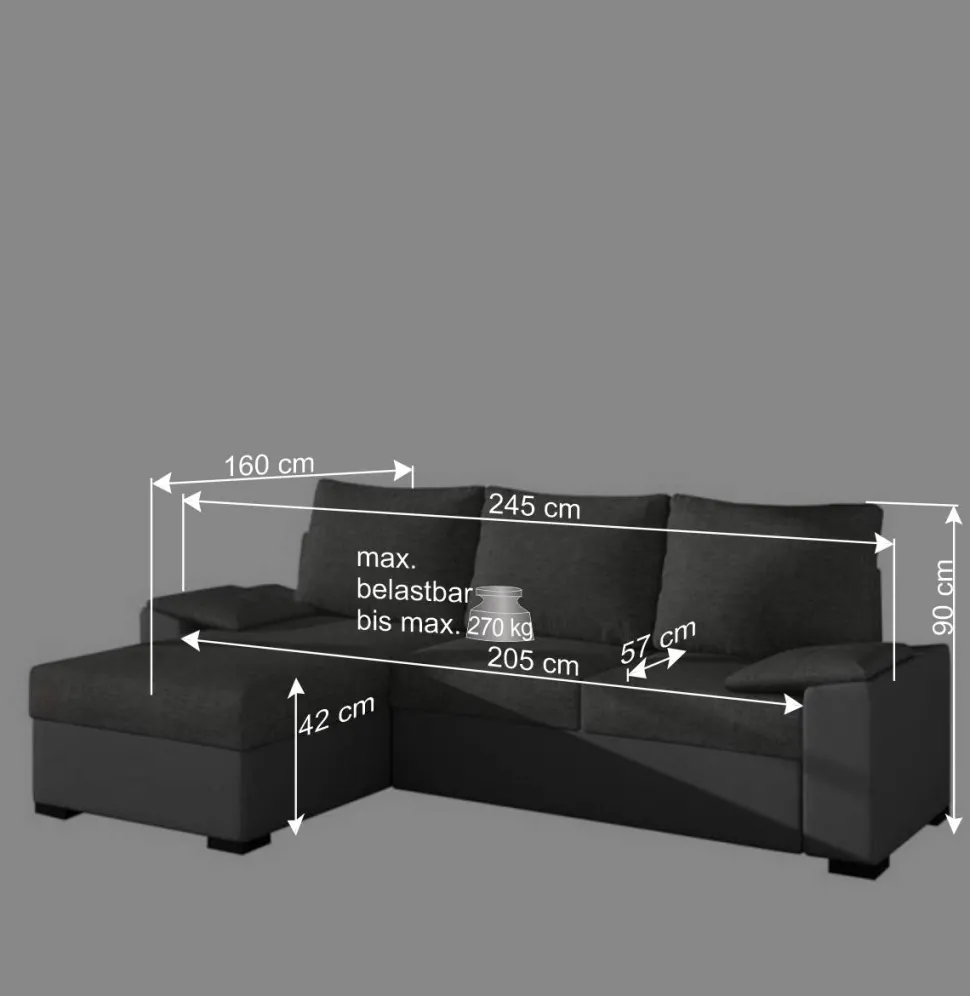 L-Schlafsofa in Beigegrau und Weiß - Mallorca