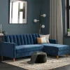 L-Schlafsofa in Blau Samt - Astomon