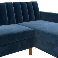 L-Schlafsofa in Blau Samt - Astomon