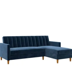 L-Schlafsofa in Blau Samt - Astomon