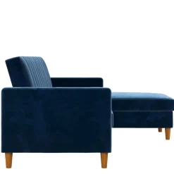 L-Schlafsofa in Blau Samt - Astomon