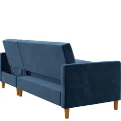 L-Schlafsofa in Blau Samt - Astomon