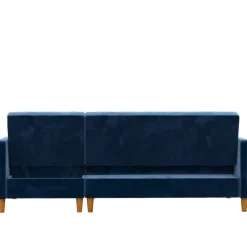 L-Schlafsofa in Blau Samt - Astomon
