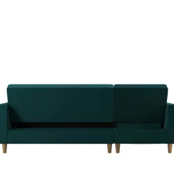 L-Schlafsofa in Petrol Samt - Samanca