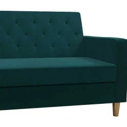 L-Schlafsofa in Petrol Samt - Samanca
