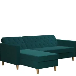 L-Schlafsofa in Petrol Samt - Samanca