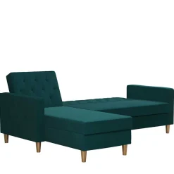 L-Schlafsofa in Petrol Samt - Samanca