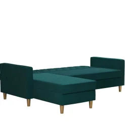 L-Schlafsofa in Petrol Samt - Samanca