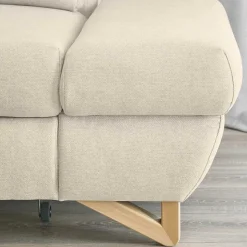 L-Sofa mit Schlaffunktion in Creme & Buche - Baonga