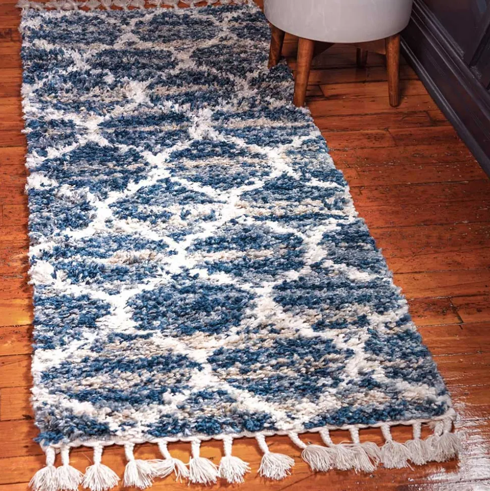 Läufer Teppich in drei Größen in Blau und Creme - Addagio