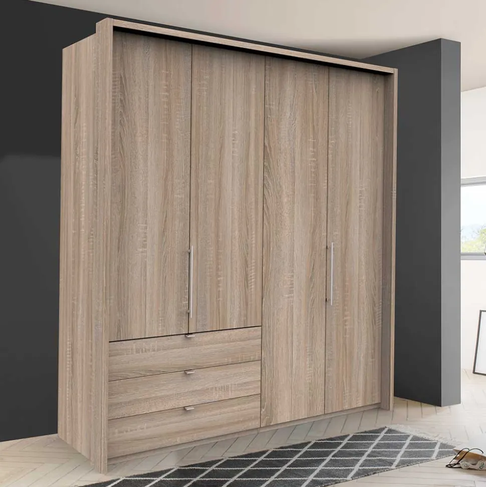 2m breiter Gleittüren-Schrank mit drei Schubladen - Zayun