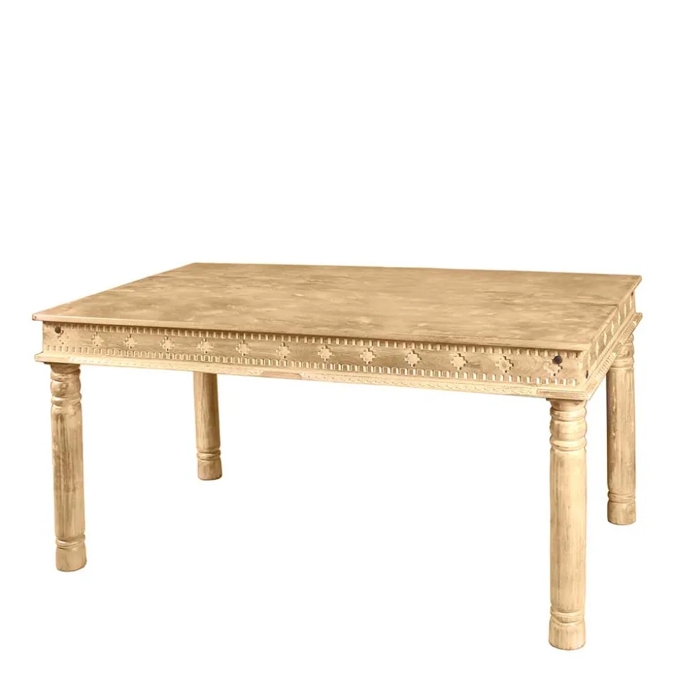 Mango Holztisch geschnitzt & gedrechselt - Runiasa