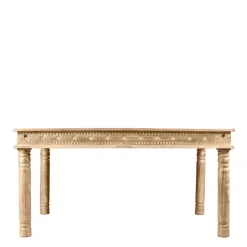 Mango Holztisch geschnitzt & gedrechselt - Runiasa