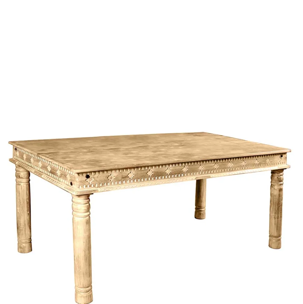 Mango Holztisch geschnitzt & gedrechselt - Runiasa