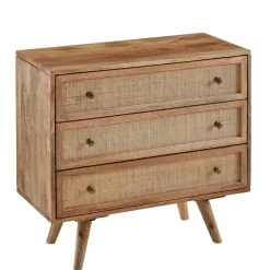 Mangoholz Kommode mit Rattan Geflecht Fronten - Kanados