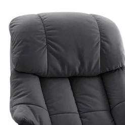 Manuell verstellbarer Ledersessel in Schwarz Vorena auf Tellergestell