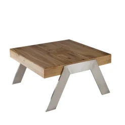 Markanter Beistelltisch aus Wildeiche massiv Rimini Stahl Gestell