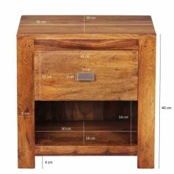 Markanter Nachttisch Hoslo aus Holz massiv