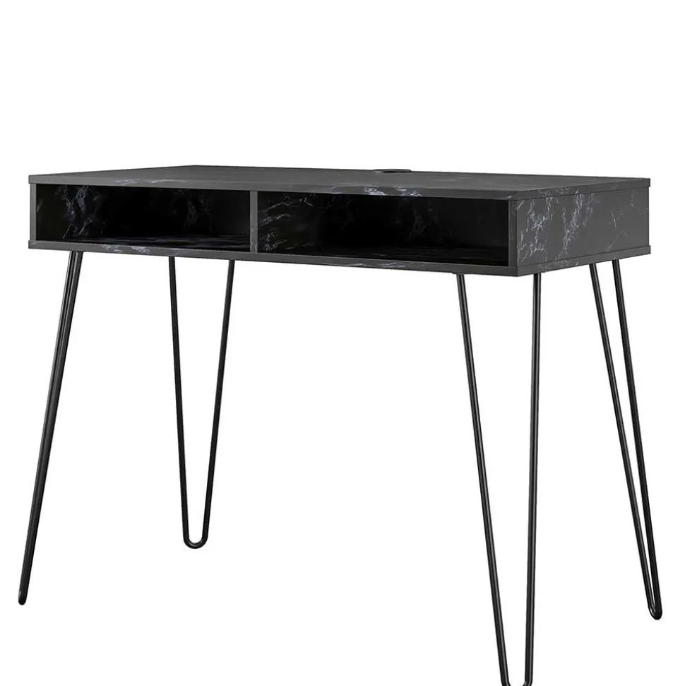 Marmor Optik Schreibtisch in Schwarz - Siamta