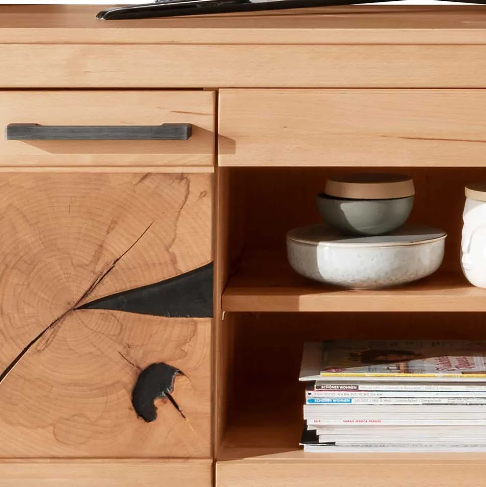 Massive Anbauwand aus Kernbuche - Sarosca (vierteilig)