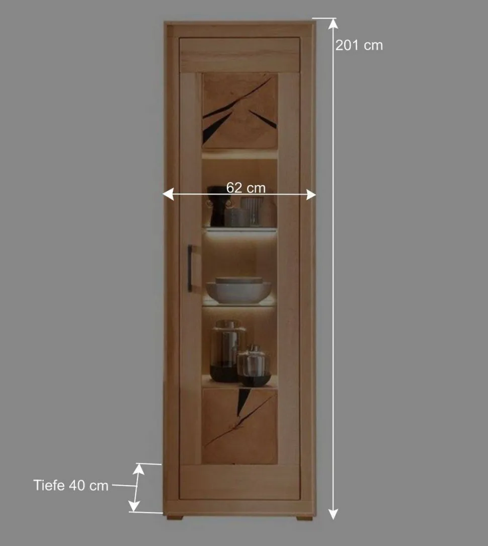 Massive Anbauwand aus Kernbuche - Sarosca (vierteilig)