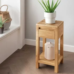 Massive Blumensäule Beistelltisch mit Schublade - Acapella