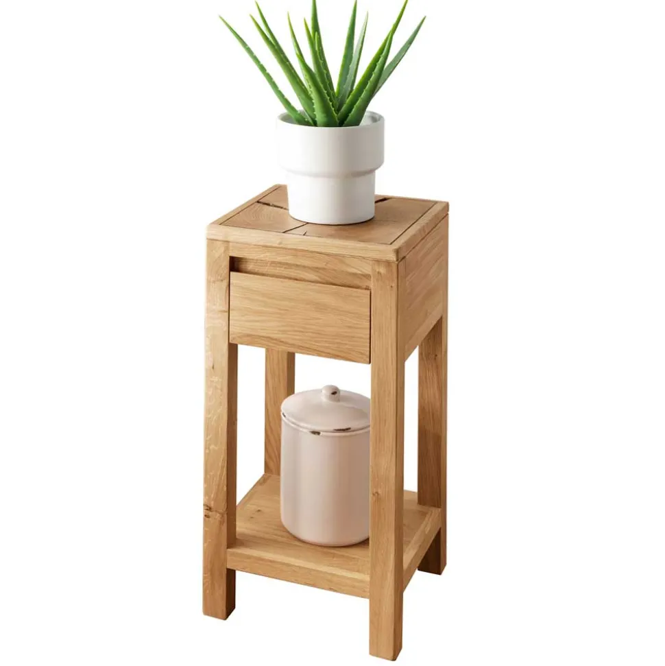 Massive Blumensäule Beistelltisch mit Schublade - Acapella