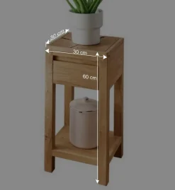 Massive Blumensäule Beistelltisch mit Schublade - Acapella