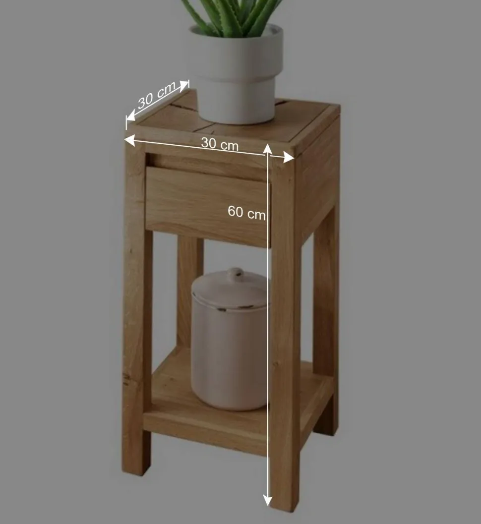 Massive Blumensäule Beistelltisch mit Schublade - Acapella