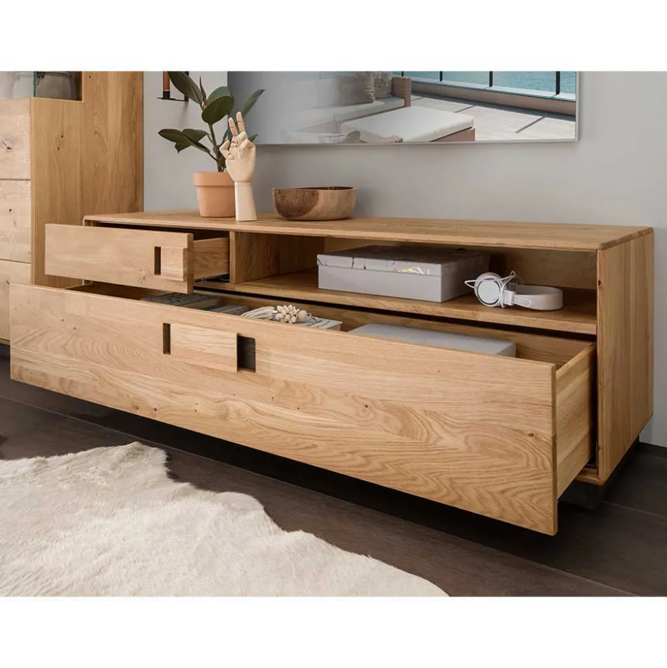 Massive Wohnzimmereinrichtung mit LED - Xeddos (dreiteilig)