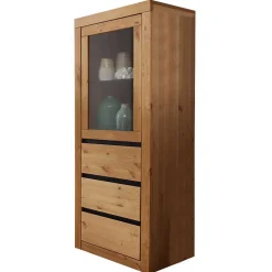 Massiver Kiefernholz Schrank mit Glastür - Filedria